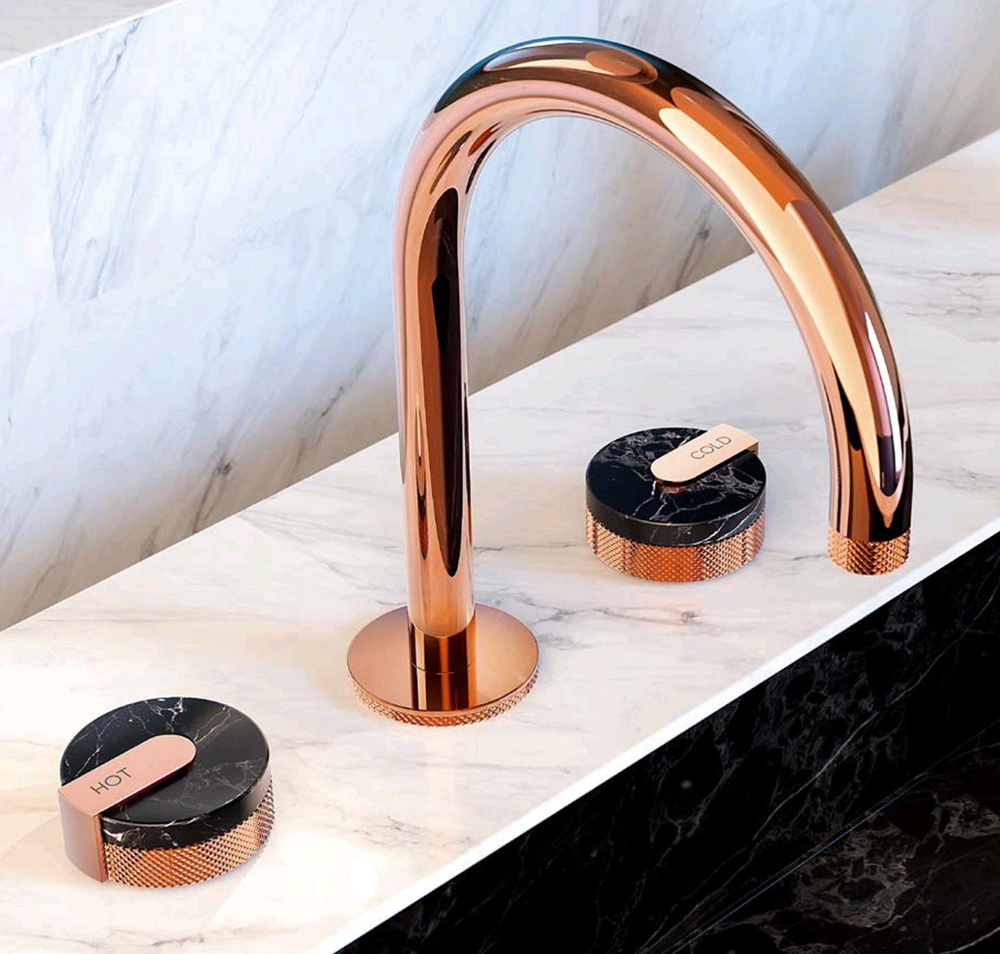 gold and stone faucet graff design
