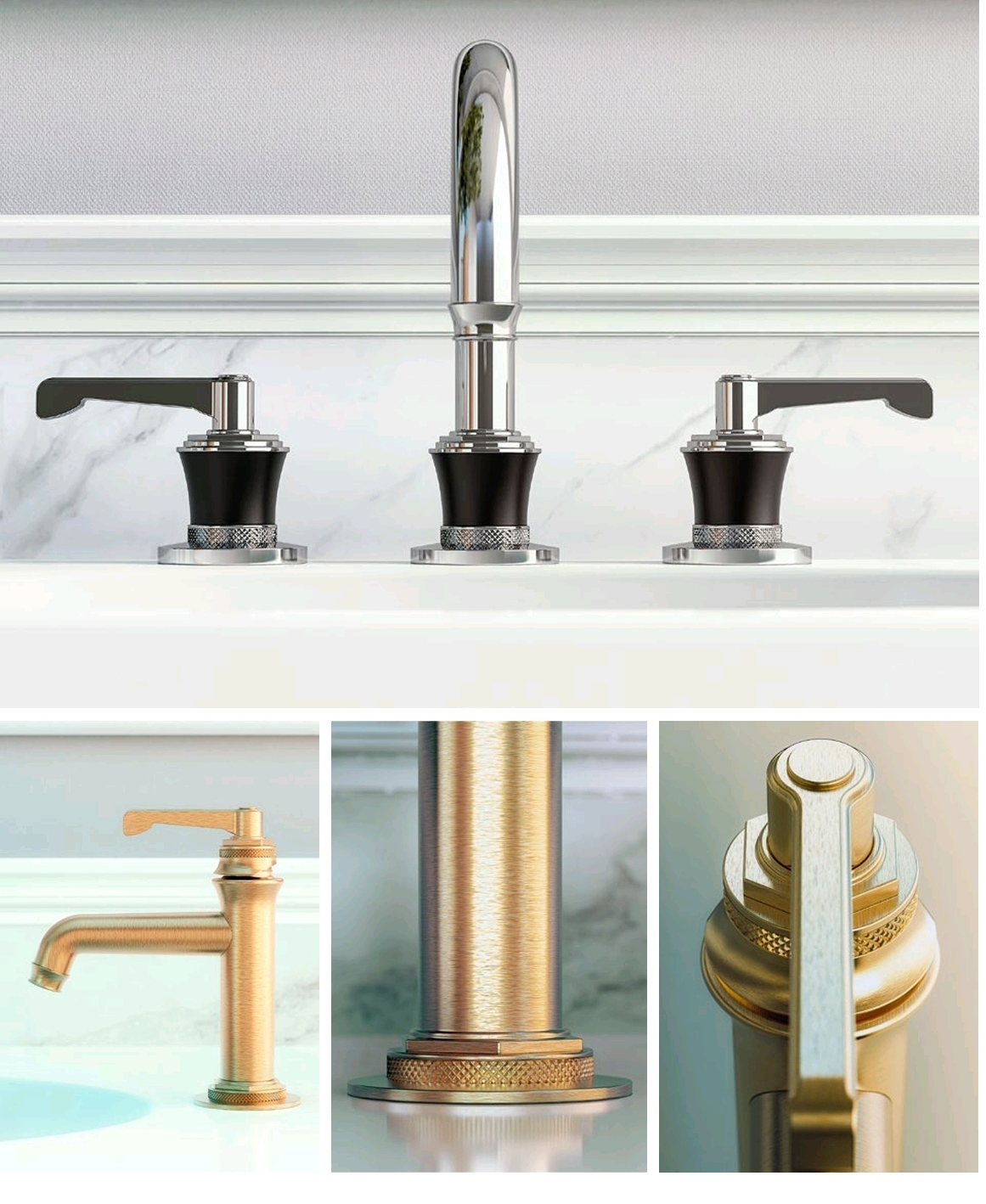 gold and silver graff design faucets