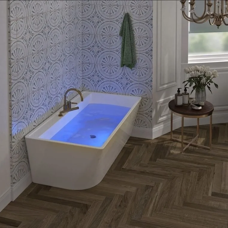 oceania attitude square white bath tub light up